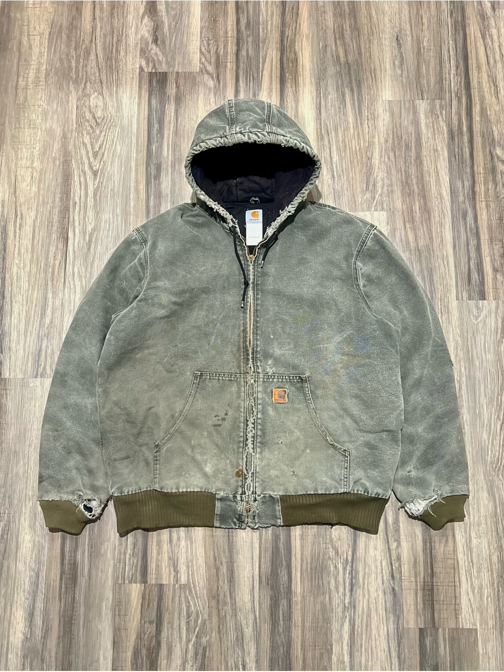 Vintage Y2k Carhartt J130 MOS Moss Green Active Jacket XL Tall Trashed